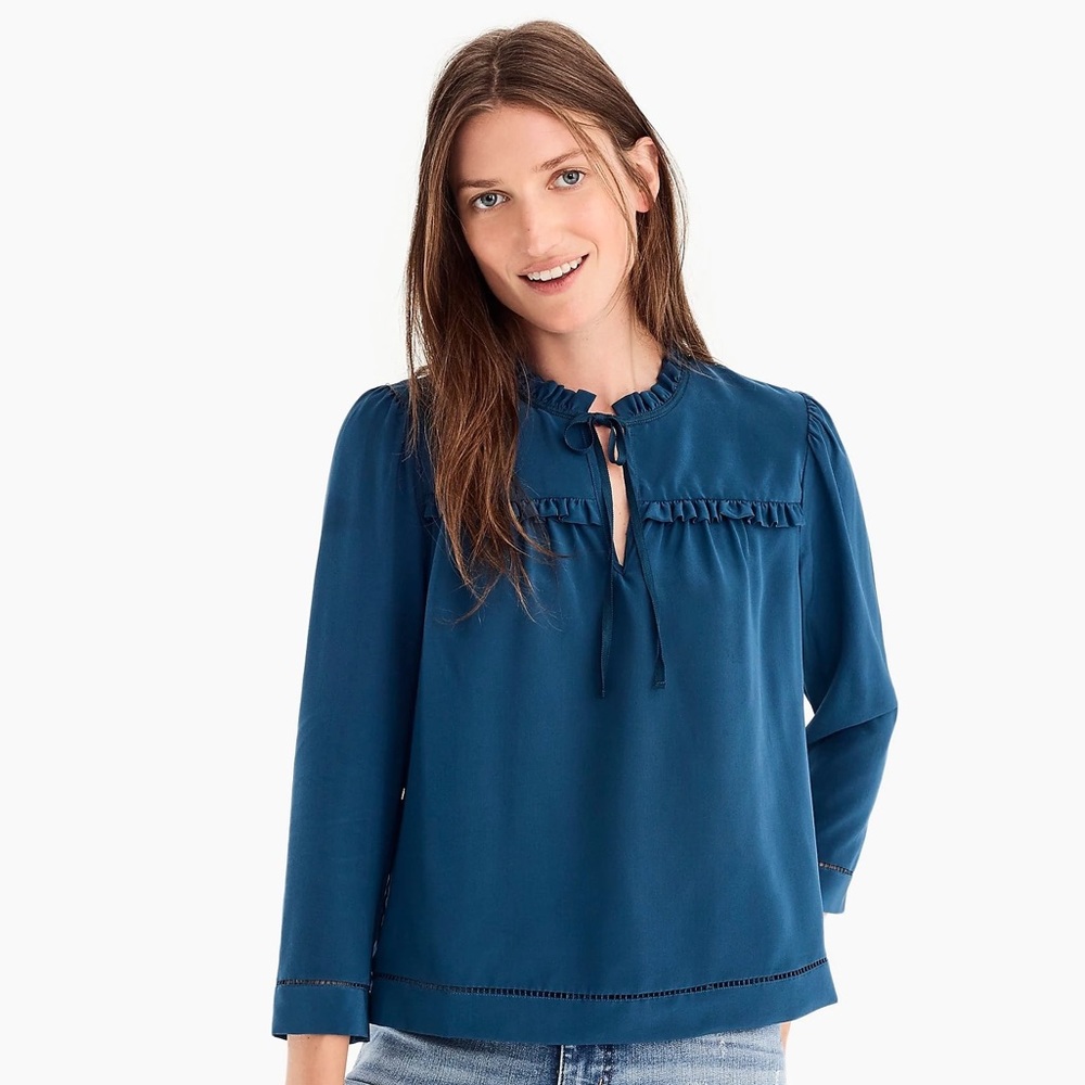 J. Crew Point Sur Silk Popover Blouse